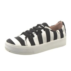 Alice + Olivia Ezra Size 6 (36) Sneakers Blk/White Stripe Canvas Platform Shoes